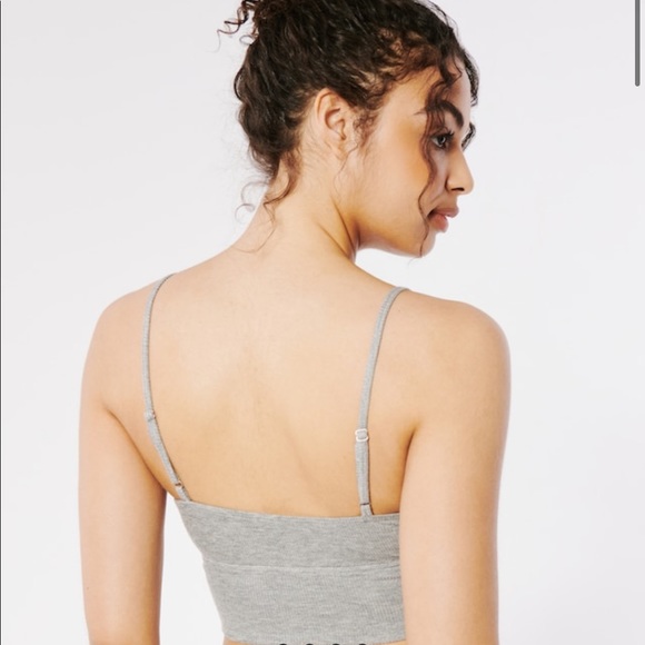 GILLY HICKS HEATHER GRAY RIBBED BUSTIER BRA TOP IN SIZE LARGE - Picture 2 of 6